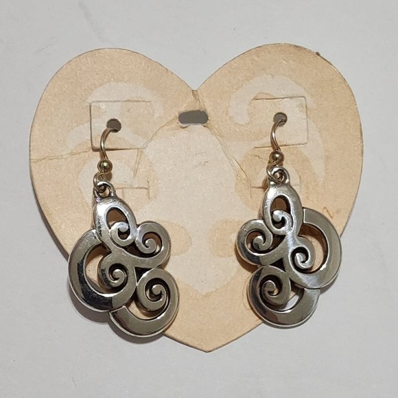 Brighton mingle mix Silver Tone Swirl Dangle Earrings Boho Chic Minimalist - Picture 1 of 5